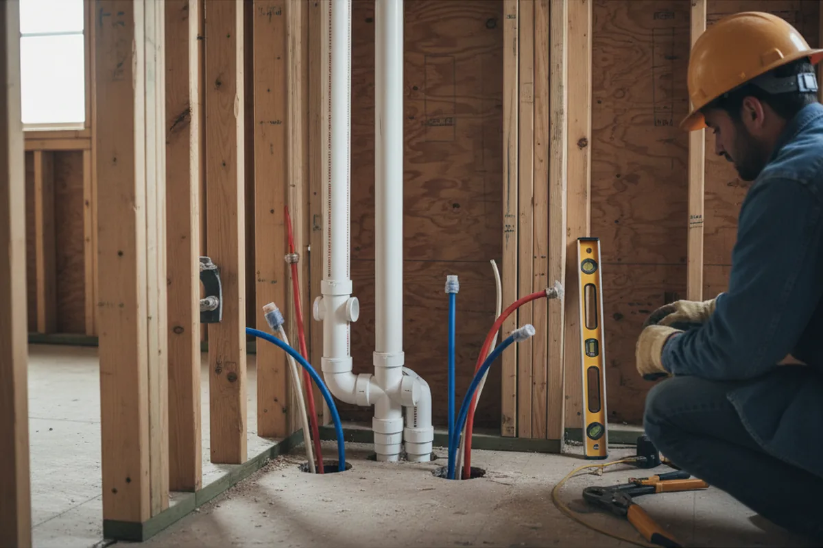 Drain and supply rough-in during Toilet Repair and Installation in Paris